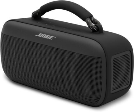 Bose Tragbarer SoundLink Max Lautsprecher, große tragbare Bluetooth Boombox mit Akku, wasserdichte Lautsprecher Boxen, bis zu 20h Akkulaufzeit, USB-C, integrierter 3,5 mm AUX-Eingang, Schwarz