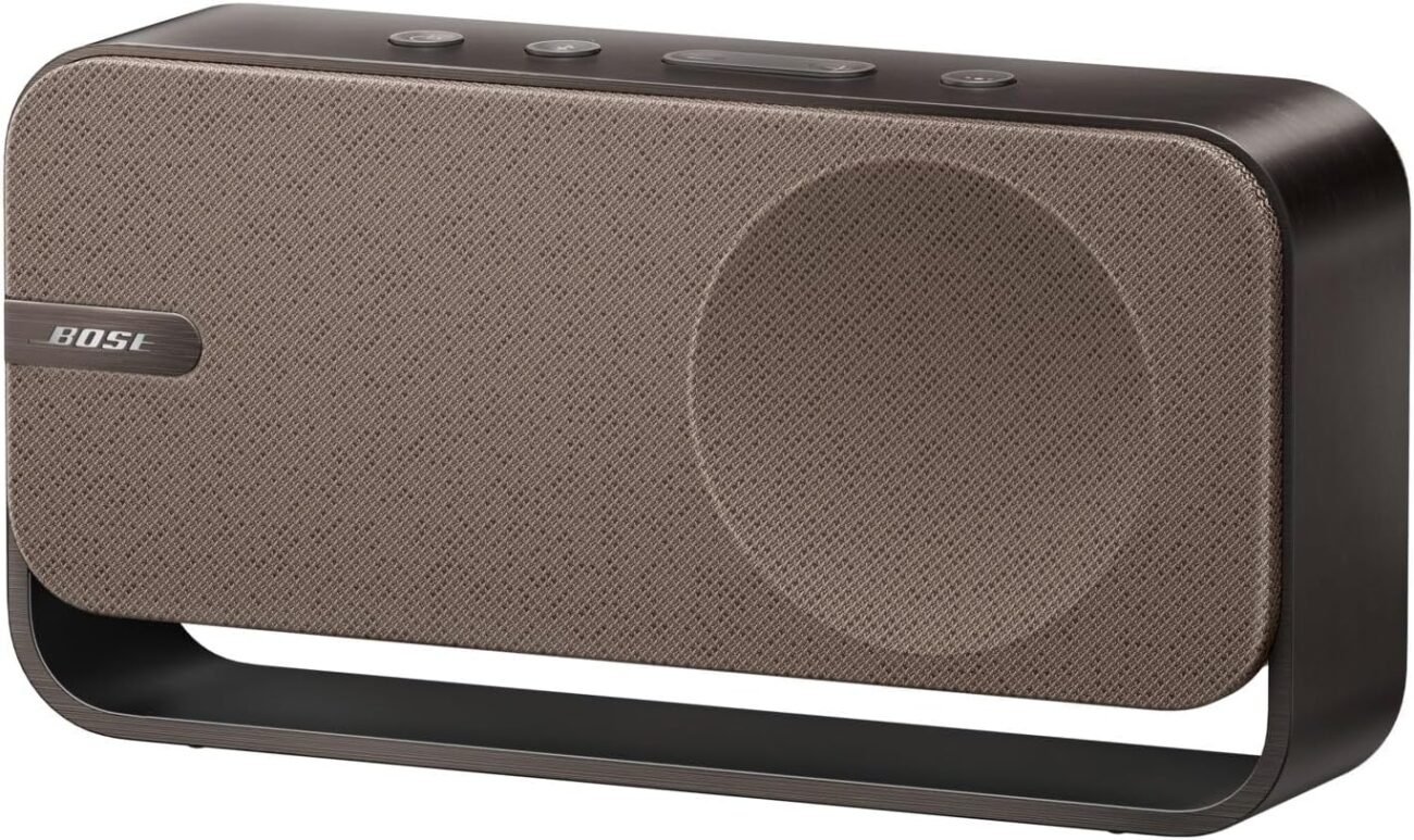 Bose SoundLink Home Lautsprecher, Premium, tragbarer und kabelloser Bluetooth-Regal-Lautsprecher, bis zu 9 Stunden Akkulaufzeit, Warmes Holz