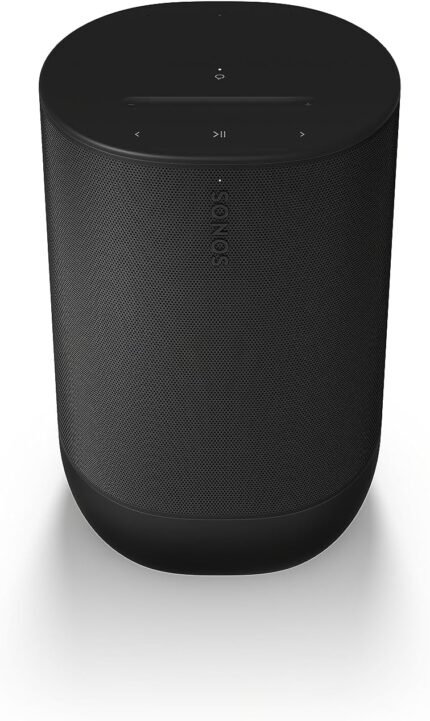 Sonos Move 2 | Tragbarer WLAN Speaker mit WLAN, Bluetooth, kompatibel mit Amazon Alexa, mindestens 24 Stunden Akkulaufzeit und kabelloser Ladestation - Schwarz