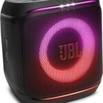 JBL Partybox Encore 2, kabelloser Bluetooth Partylautsprecher mit Mikrofon, 15 Stunden Spielzeit, IPX4 spritzwassergeschützt, Pro Sound, AI Sound Boost und Auracast Multi-Speaker, Schwarz