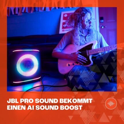 JBL Partybox Encore 2, kabelloser Bluetooth Partylautsprecher mit Mikrofon, 15 Stunden Spielzeit, IPX4 spritzwassergeschützt, Pro Sound, AI Sound Boost und Auracast Multi-Speaker, Schwarz