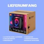 JBL Partybox Encore 2, kabelloser Bluetooth Partylautsprecher mit Mikrofon, 15 Stunden Spielzeit, IPX4 spritzwassergeschützt, Pro Sound, AI Sound Boost und Auracast Multi-Speaker, Schwarz