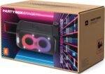 JBL Partybox Stage 320 in Schwarz – Tragbare Bluetooth-Lautsprecher-Box mit JBL Pro Sound, Lichtshow, KI-Sound-Boost, Rollen und Teleskopgriff – 18 h Laufzeit